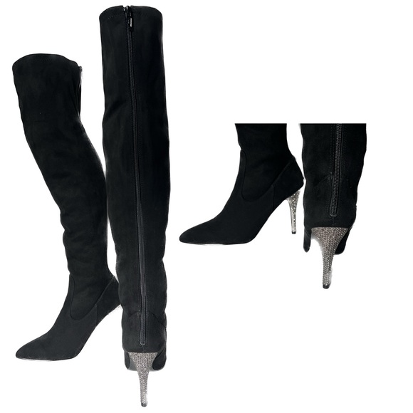 NINA WOMEN'S DECORATED SYNTHETIC SUEDE ROCKLIN OVER THE KNEE BOOTS - Picture 8 of 16